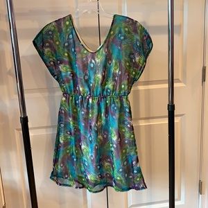 Purple and Blue Peacock Mini Dress